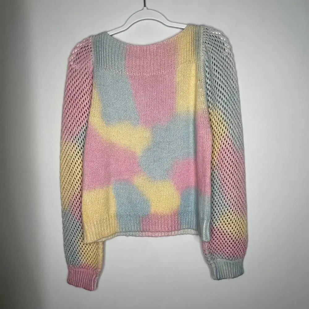 Love Shack Fancy Rosie Rainbow Pastel Pullover Sweater Size Small